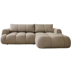 Garnero Arredamenti Divano letto con angolo a destra 4 posti 270x173cm con contenitore tessuto bouclé marrone chiaro Litos Tessuto Bouclè Marrone Chiaro Clearance