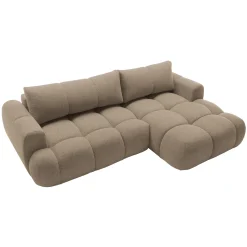 Garnero Arredamenti Divano letto con angolo a destra 4 posti 270x173cm con contenitore tessuto bouclé marrone chiaro Litos Tessuto Bouclè Marrone Chiaro Clearance