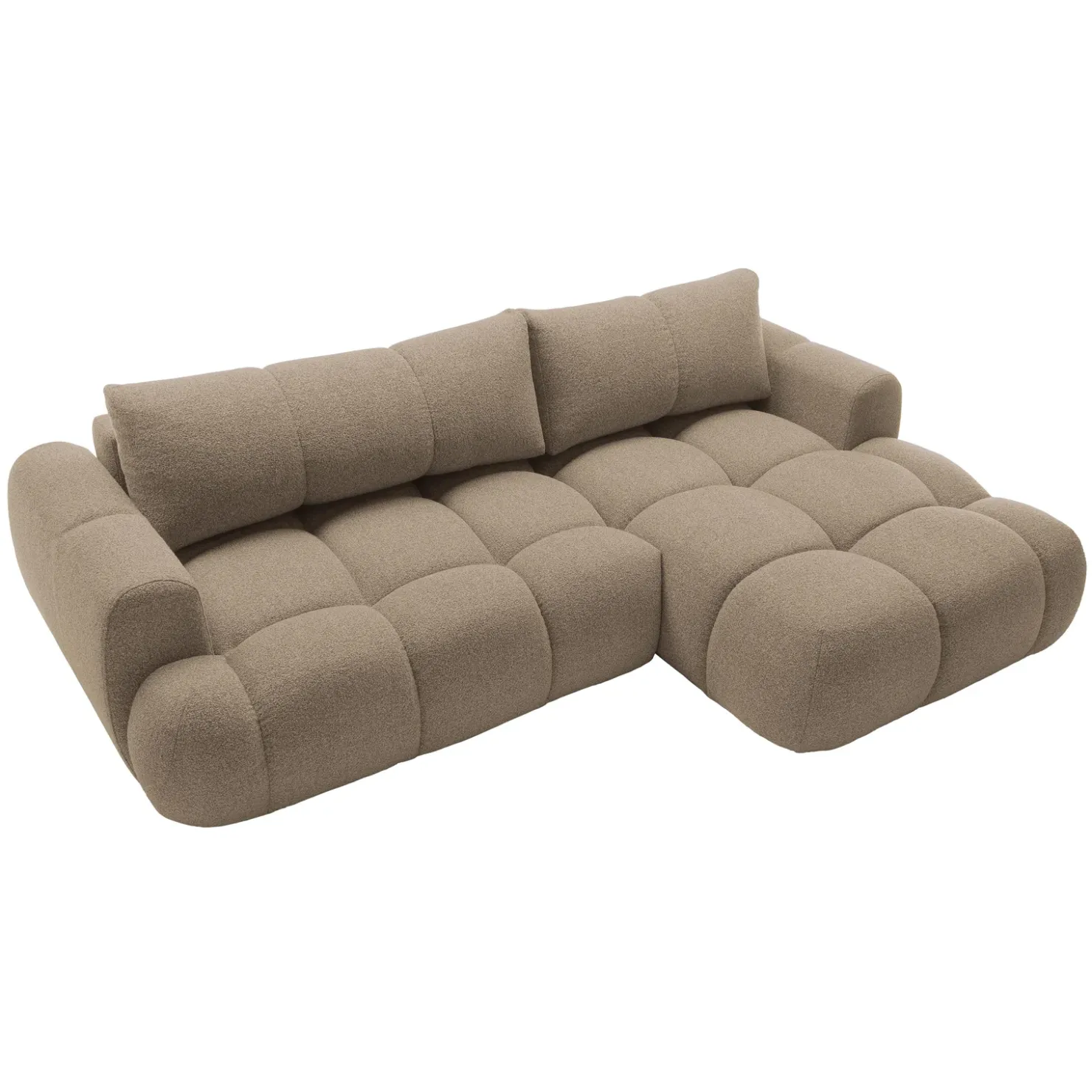 Garnero Arredamenti Divano letto con angolo a destra 4 posti 270x173cm con contenitore tessuto bouclé marrone chiaro Litos Tessuto Bouclè Marrone Chiaro Clearance