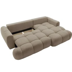 Garnero Arredamenti Divano letto con angolo a destra 4 posti 270x173cm con contenitore tessuto bouclé marrone chiaro Litos Tessuto Bouclè Marrone Chiaro Clearance