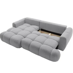 Garnero Arredamenti Divano letto con angolo a sinistra 4 posti 270x173cm con contenitore Litos Tessuto Bouclé Grigio chiaro Best