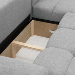 Garnero Arredamenti Divano letto con angolo a sinistra 4 posti 270x173cm con contenitore Litos Tessuto Bouclé Grigio chiaro Best