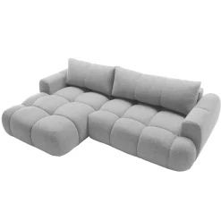 Garnero Arredamenti Divano letto con angolo a sinistra 4 posti 270x173cm con contenitore Litos Tessuto Bouclé Grigio chiaro Best