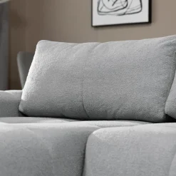 Garnero Arredamenti Divano letto con angolo a sinistra 4 posti 270x173cm con contenitore Litos Tessuto Bouclé Grigio chiaro Best