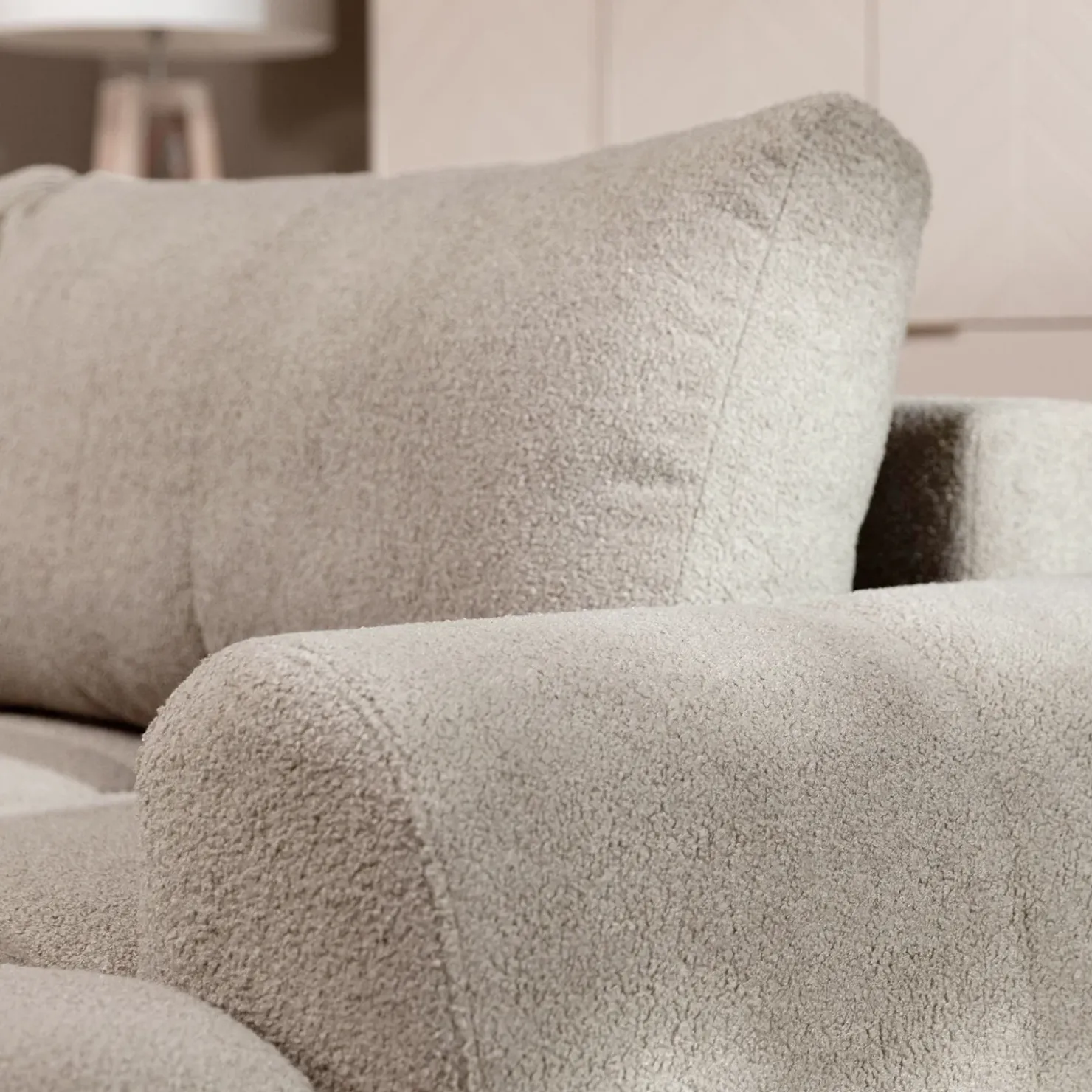 Garnero Arredamenti Divano letto con angolo a destra 4 posti 270x173cm con contenitore Litos Tessuto Bouclé Beige Hot