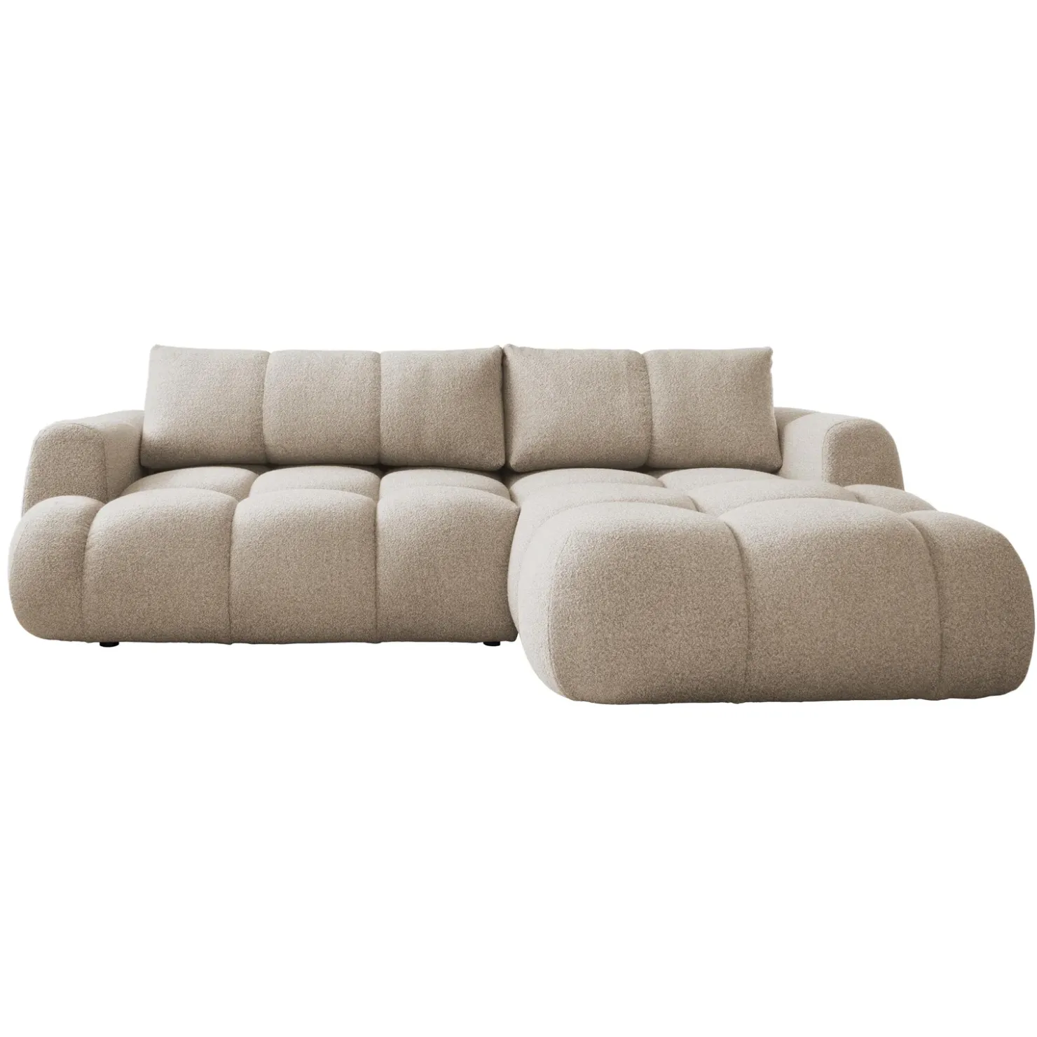 Garnero Arredamenti Divano letto con angolo a destra 4 posti 270x173cm con contenitore Litos Tessuto Bouclé Beige Hot