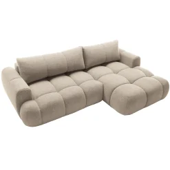 Garnero Arredamenti Divano letto con angolo a destra 4 posti 270x173cm con contenitore Litos Tessuto Bouclé Beige Hot
