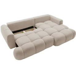 Garnero Arredamenti Divano letto con angolo a destra 4 posti 270x173cm con contenitore Litos Tessuto Bouclé Beige Hot
