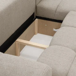 Garnero Arredamenti Divano letto con angolo a destra 4 posti 270x173cm con contenitore Litos Tessuto Bouclé Beige Hot