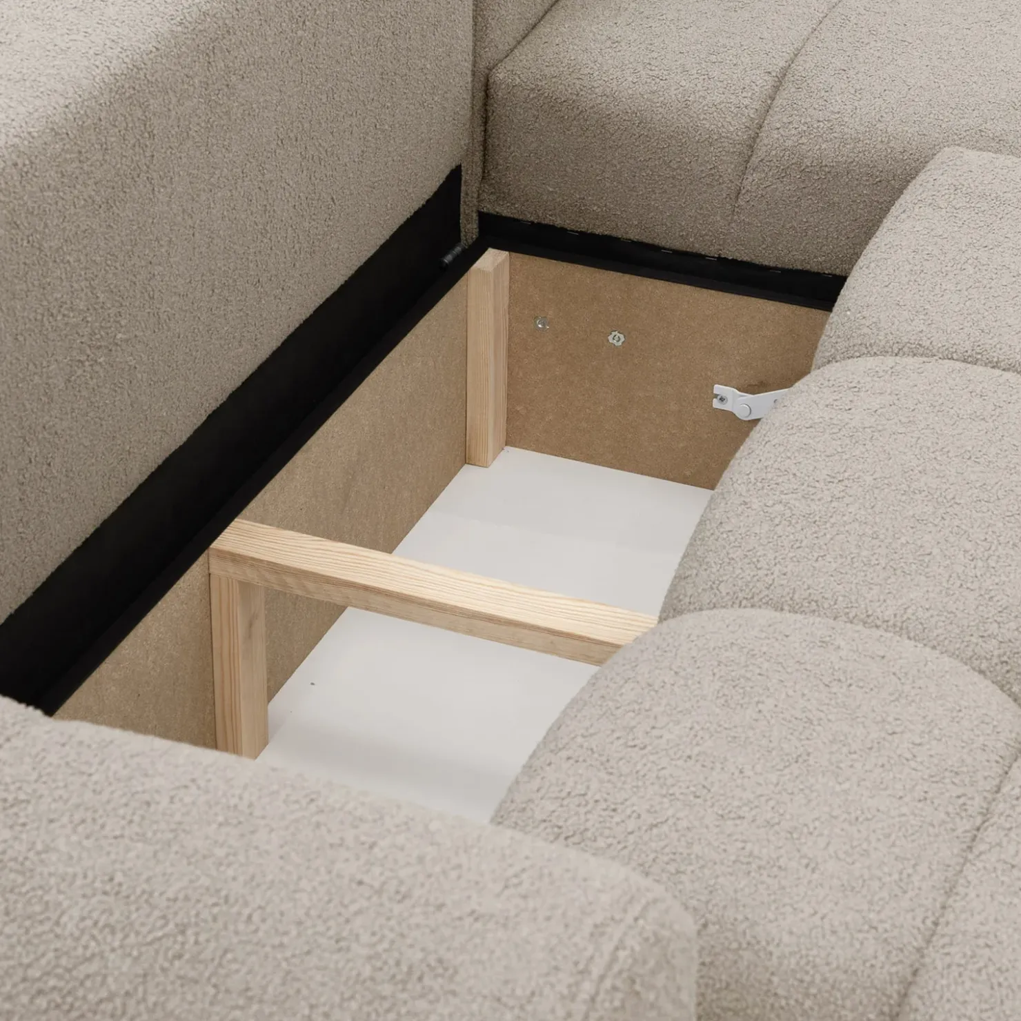 Garnero Arredamenti Divano letto con angolo a destra 4 posti 270x173cm con contenitore Litos Tessuto Bouclé Beige Hot