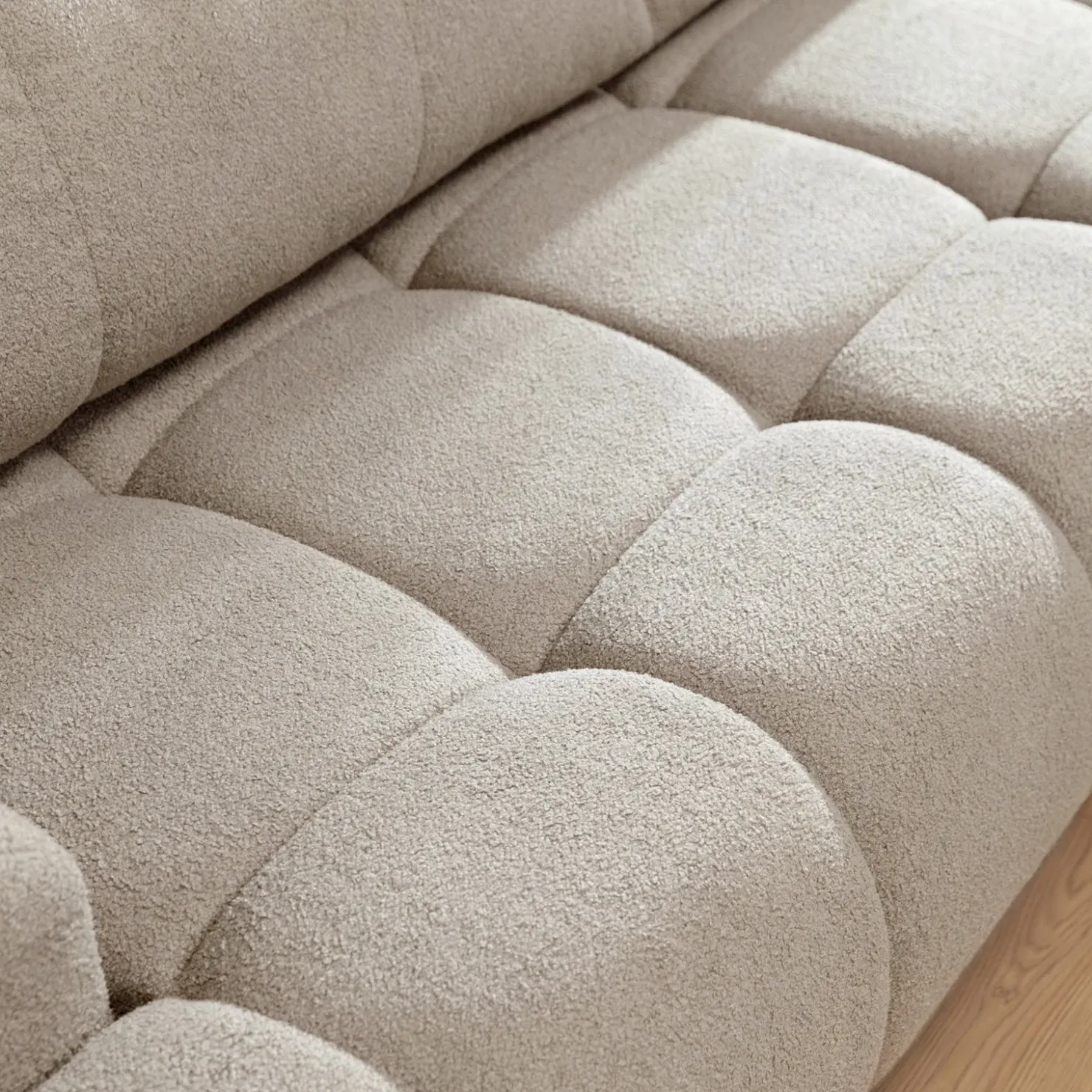 Garnero Arredamenti Divano letto con angolo a destra 4 posti 270x173cm con contenitore Litos Tessuto Bouclé Beige Hot