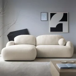 Garnero Arredamenti Divano letto con angolo a sinistra 4 posti 275x175cm con contenitore imbottito beige Aurum Discount