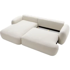 Garnero Arredamenti Divano letto con angolo a sinistra 4 posti 275x175cm con contenitore imbottito beige Aurum Discount