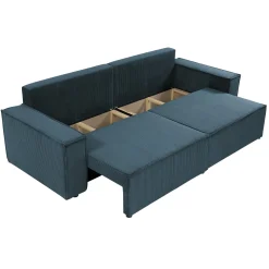 Garnero Arredamenti Divano letto matrimoniale 3 posti 245x90cm velluto a coste blu Ploffy Velluto Poso Blu Clearance