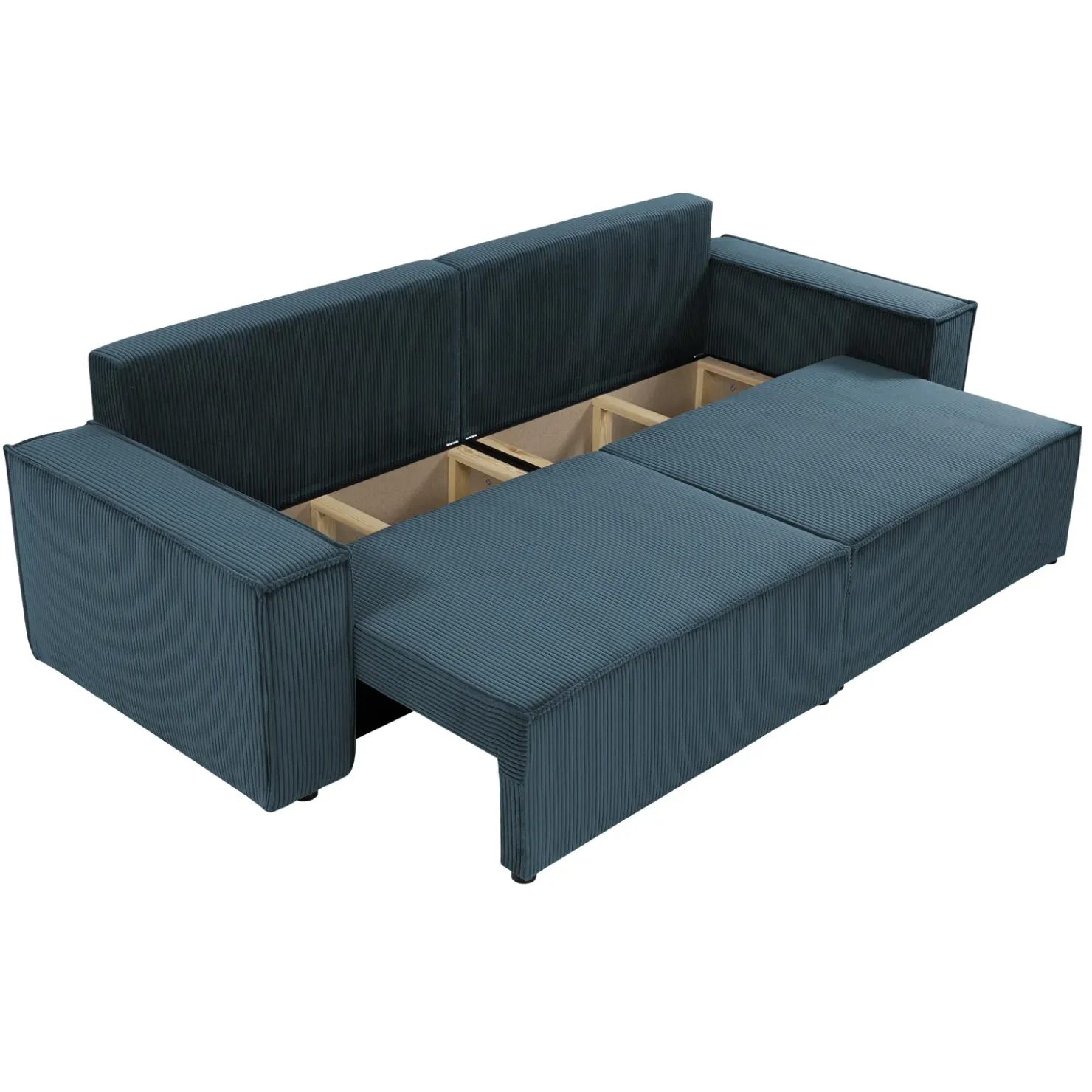 Garnero Arredamenti Divano letto matrimoniale 3 posti 245x90cm velluto a coste blu Ploffy Velluto Poso Blu Clearance