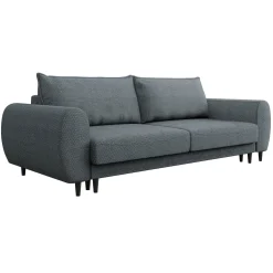 Garnero Arredamenti Divano letto matrimoniale 3 posti 251x95cm tessuto grigio scuro Pluffy Tessuto Peluche Onega Grigio Scuro New