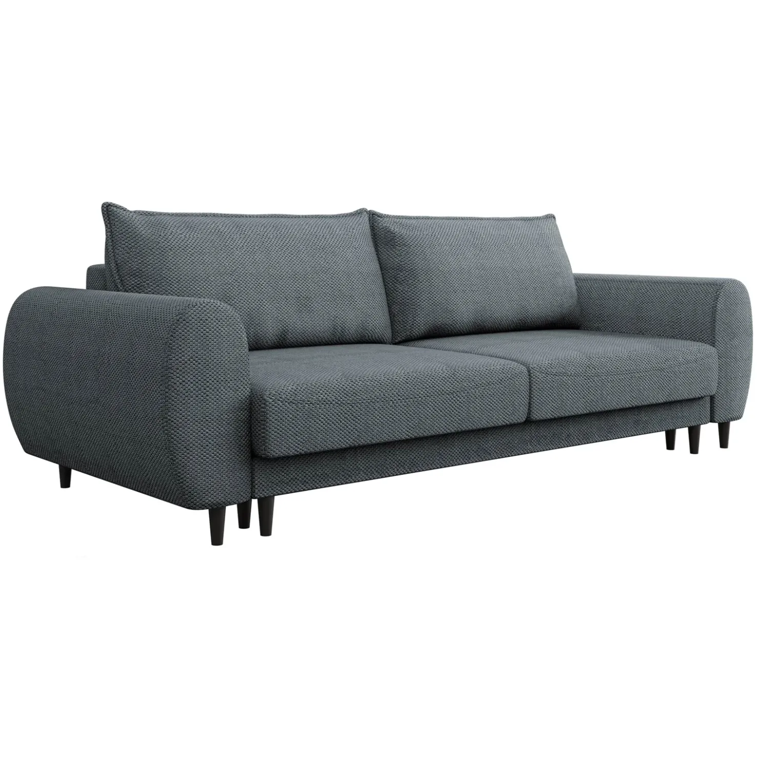 Garnero Arredamenti Divano letto matrimoniale 3 posti 251x95cm tessuto grigio scuro Pluffy Tessuto Peluche Onega Grigio Scuro New