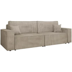 Garnero Arredamenti Divano letto matrimoniale 3 posti 245x90cm velluto a coste tortora Ploffy Velluto Poso Tortora Clearance