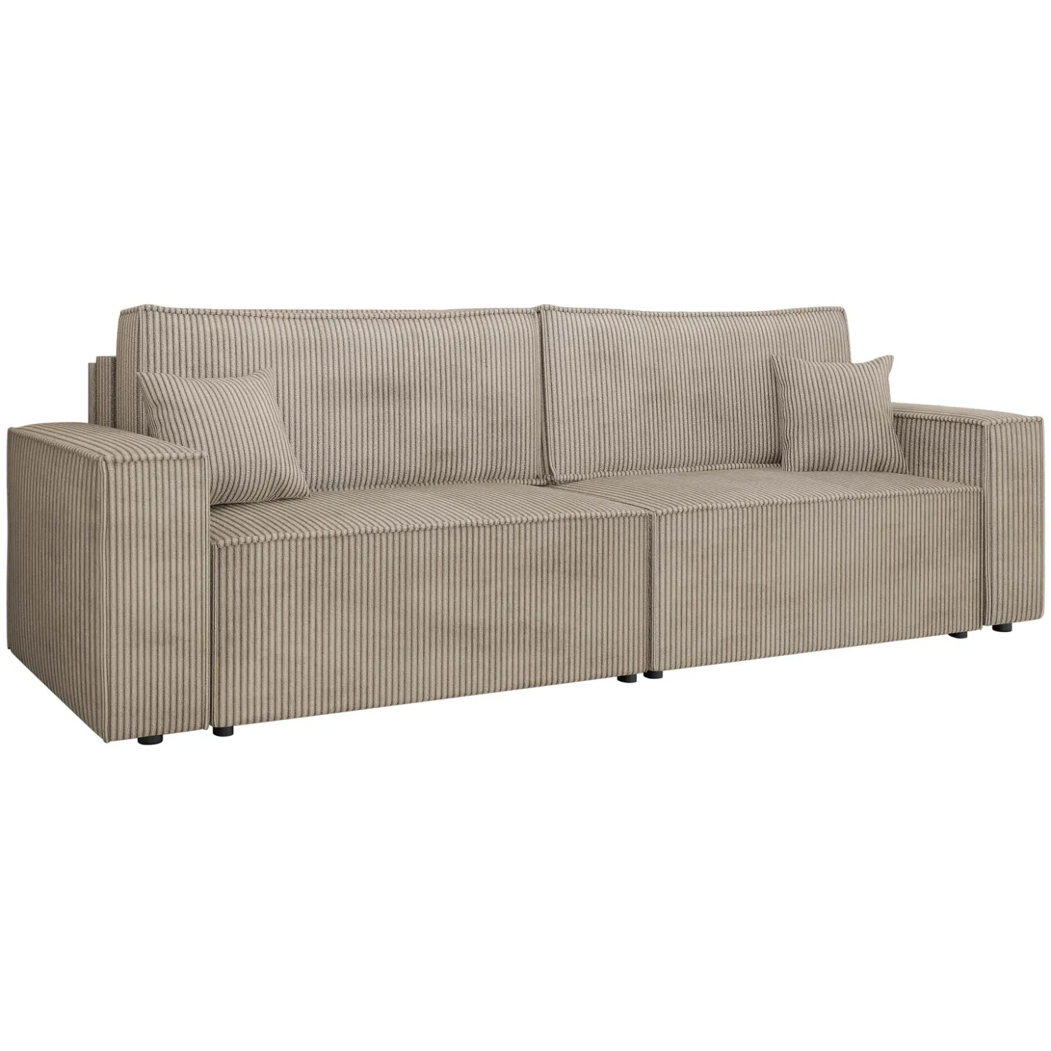 Garnero Arredamenti Divano letto matrimoniale 3 posti 245x90cm velluto a coste tortora Ploffy Velluto Poso Tortora Clearance