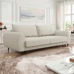 Garnero Arredamenti Divano letto matrimoniale 3 posti 251x95cm tessuto beige Pluffy Tessuto Peluche Onega Beige Sale