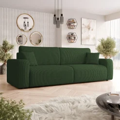 Garnero Arredamenti Divano letto matrimoniale 3 posti 248x90cm velluto a coste verde Slurp Velluto Poso Verde Sale