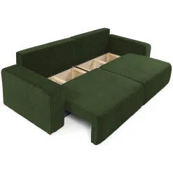 Garnero Arredamenti Divano letto matrimoniale 3 posti 248x90cm velluto a coste verde Slurp Velluto Poso Verde Sale