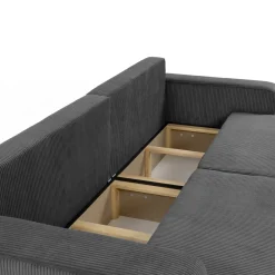 Garnero Arredamenti Divano letto matrimoniale 3 posti 248x90cm velluto a coste grigio antracite Slurp Velluto Poso Antracite