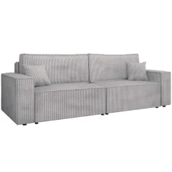 Garnero Arredamenti Divano letto matrimoniale 3 posti 245x90cm velluto a coste grigio Ploffy Velluto Poso Grigio Best