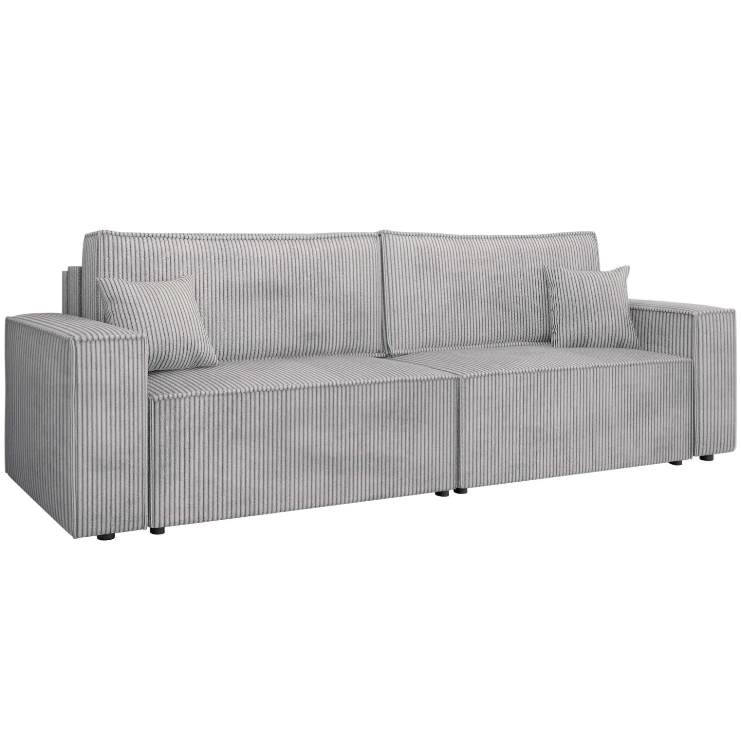 Garnero Arredamenti Divano letto matrimoniale 3 posti 245x90cm velluto a coste grigio Ploffy Velluto Poso Grigio Best