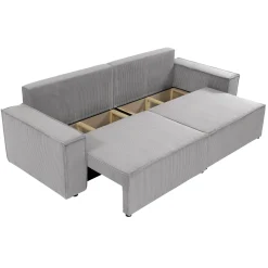 Garnero Arredamenti Divano letto matrimoniale 3 posti 245x90cm velluto a coste grigio Ploffy Velluto Poso Grigio Best
