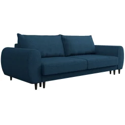 Garnero Arredamenti Divano letto matrimoniale 3 posti 251x95cm tessuto blu Pluffy Tessuto Peluche Onega Blu Clearance