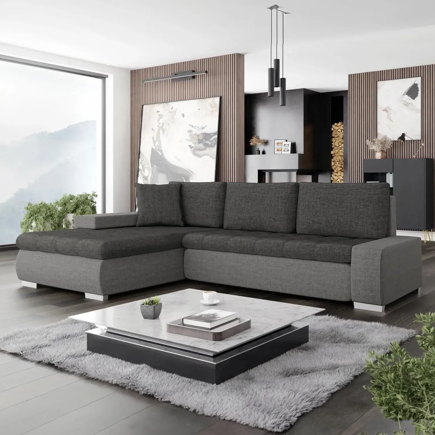 Garnero Arredamenti Divano letto matrimoniale 3 posti 265cm grigio chiaro e scuro Bette Sale