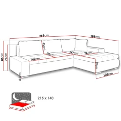 Garnero Arredamenti Divano letto matrimoniale 3 posti 265cm grigio chiaro e scuro Bette Sale