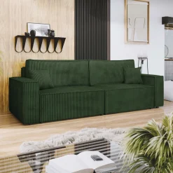 Garnero Arredamenti Divano letto matrimoniale 3 posti 245x90cm velluto a coste verde Ploffy Velluto Poso Verde Outlet