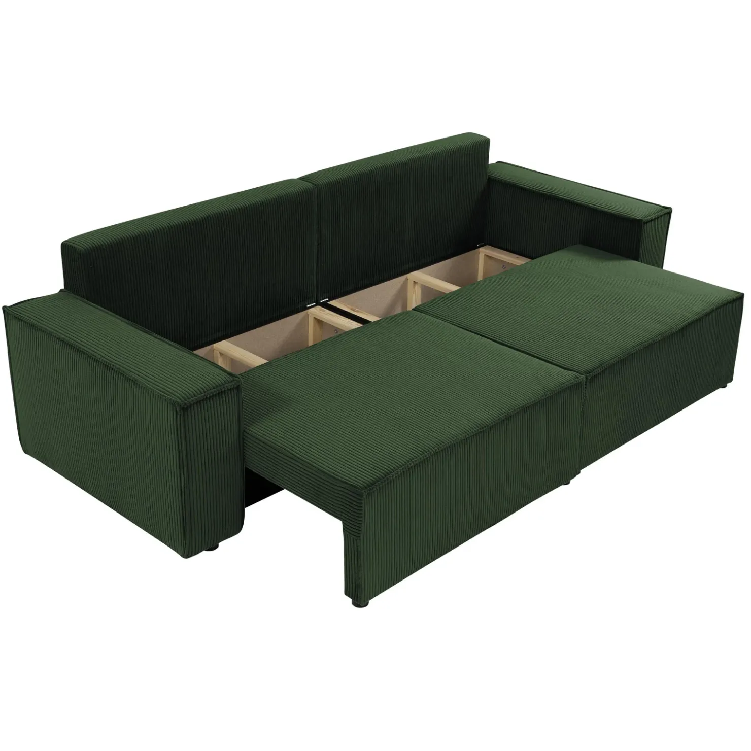 Garnero Arredamenti Divano letto matrimoniale 3 posti 245x90cm velluto a coste verde Ploffy Velluto Poso Verde Outlet