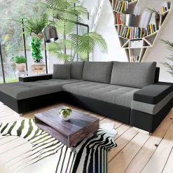 Garnero Arredamenti Divano letto matrimoniale angolare 3 posti 274cm grigio nero Apollina