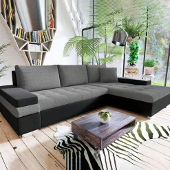 Garnero Arredamenti Divano letto matrimoniale angolare 3 posti 274cm grigio nero Apollina