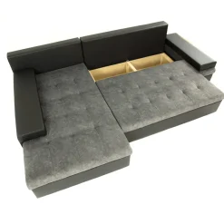 Garnero Arredamenti Divano letto matrimoniale angolare 3 posti 274cm grigio nero Apollina