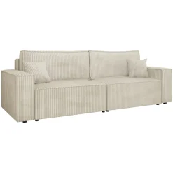 Garnero Arredamenti Divano letto matrimoniale 3 posti 245x90cm velluto a coste beige Ploffy Velluto Poso Beige Outlet