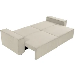 Garnero Arredamenti Divano letto matrimoniale 3 posti 245x90cm velluto a coste beige Ploffy Velluto Poso Beige Outlet