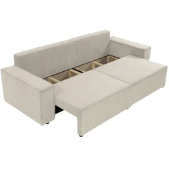 Garnero Arredamenti Divano letto matrimoniale 3 posti 245x90cm velluto a coste beige Ploffy Velluto Poso Beige Outlet