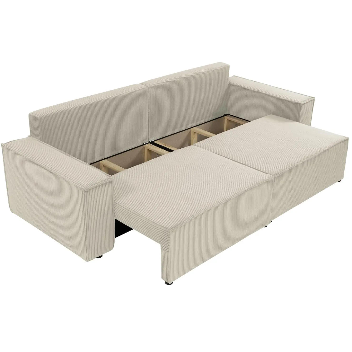 Garnero Arredamenti Divano letto matrimoniale 3 posti 245x90cm velluto a coste beige Ploffy Velluto Poso Beige Outlet