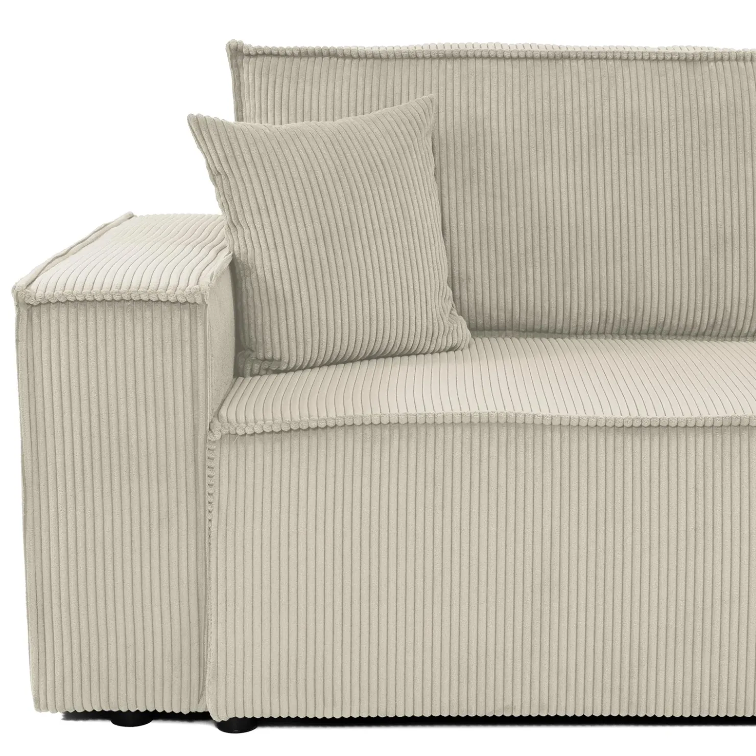 Garnero Arredamenti Divano letto matrimoniale 3 posti 245x90cm velluto a coste beige Ploffy Velluto Poso Beige Outlet