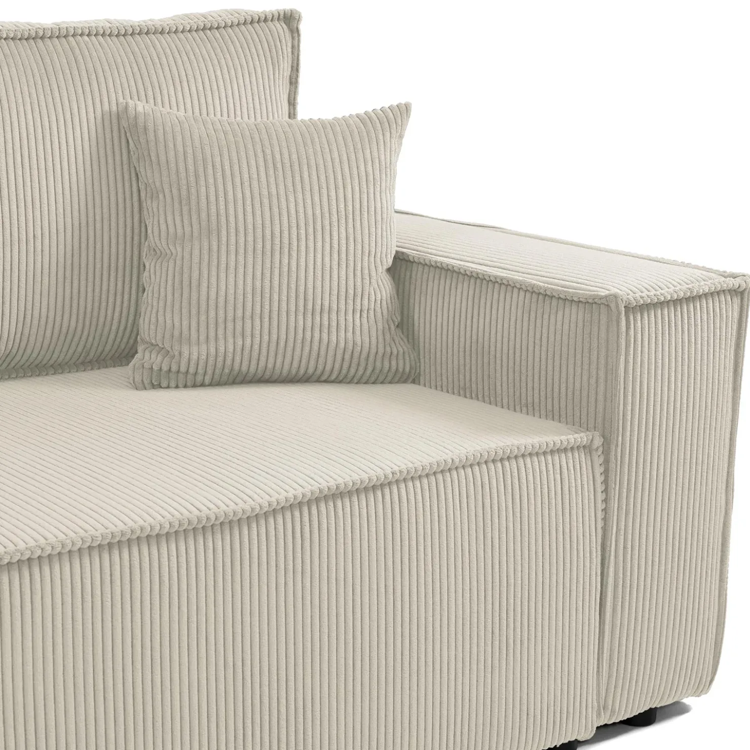 Garnero Arredamenti Divano letto matrimoniale 3 posti 245x90cm velluto a coste beige Ploffy Velluto Poso Beige Outlet