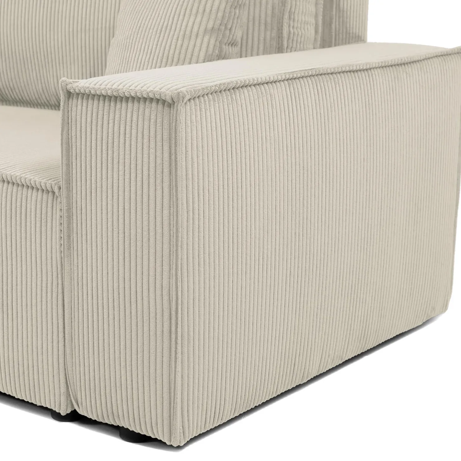 Garnero Arredamenti Divano letto matrimoniale 3 posti 245x90cm velluto a coste beige Ploffy Velluto Poso Beige Outlet