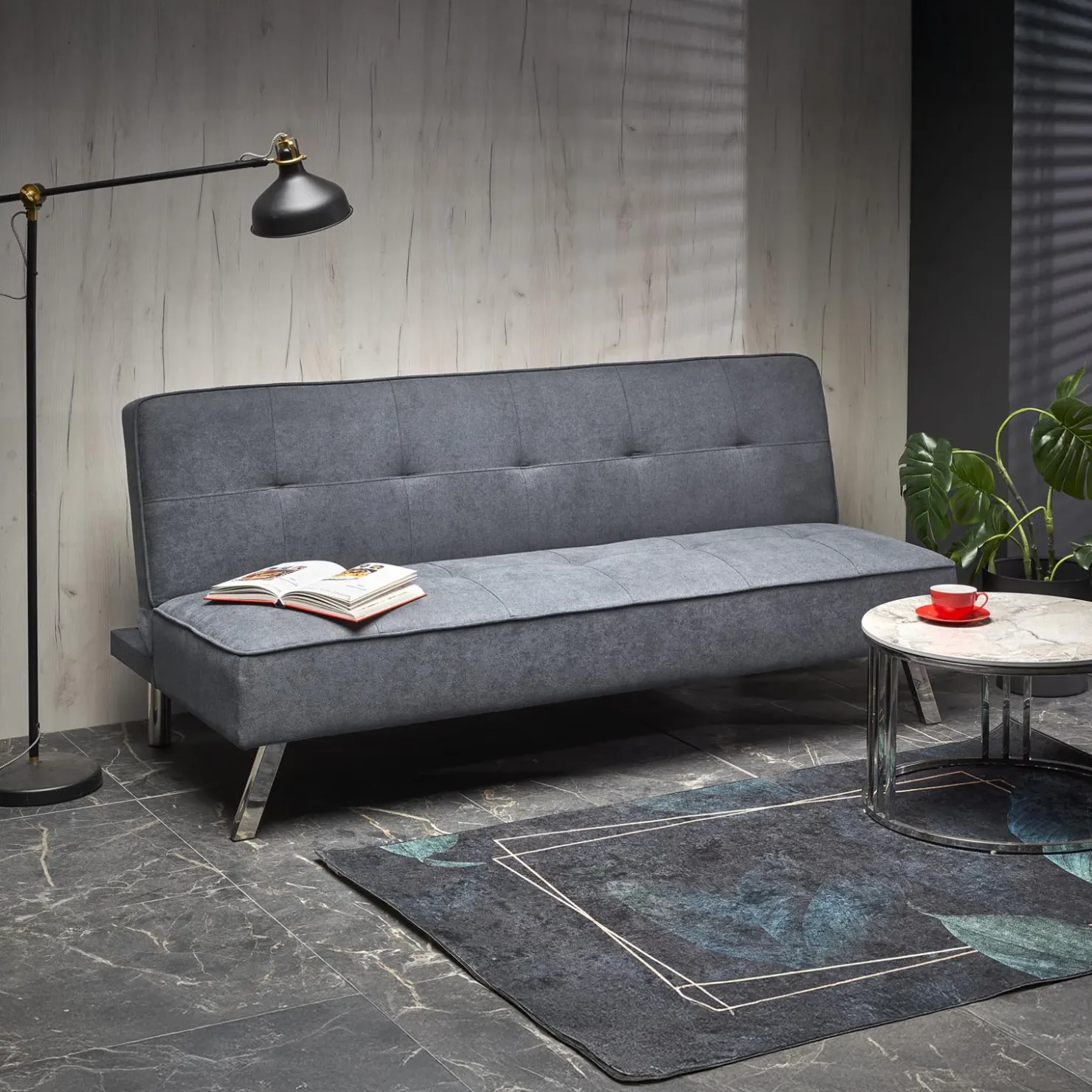 Garnero Arredamenti Divano letto pieghevole 173x83cm 3 posti moderno in tessuto Veliero Grigio Online