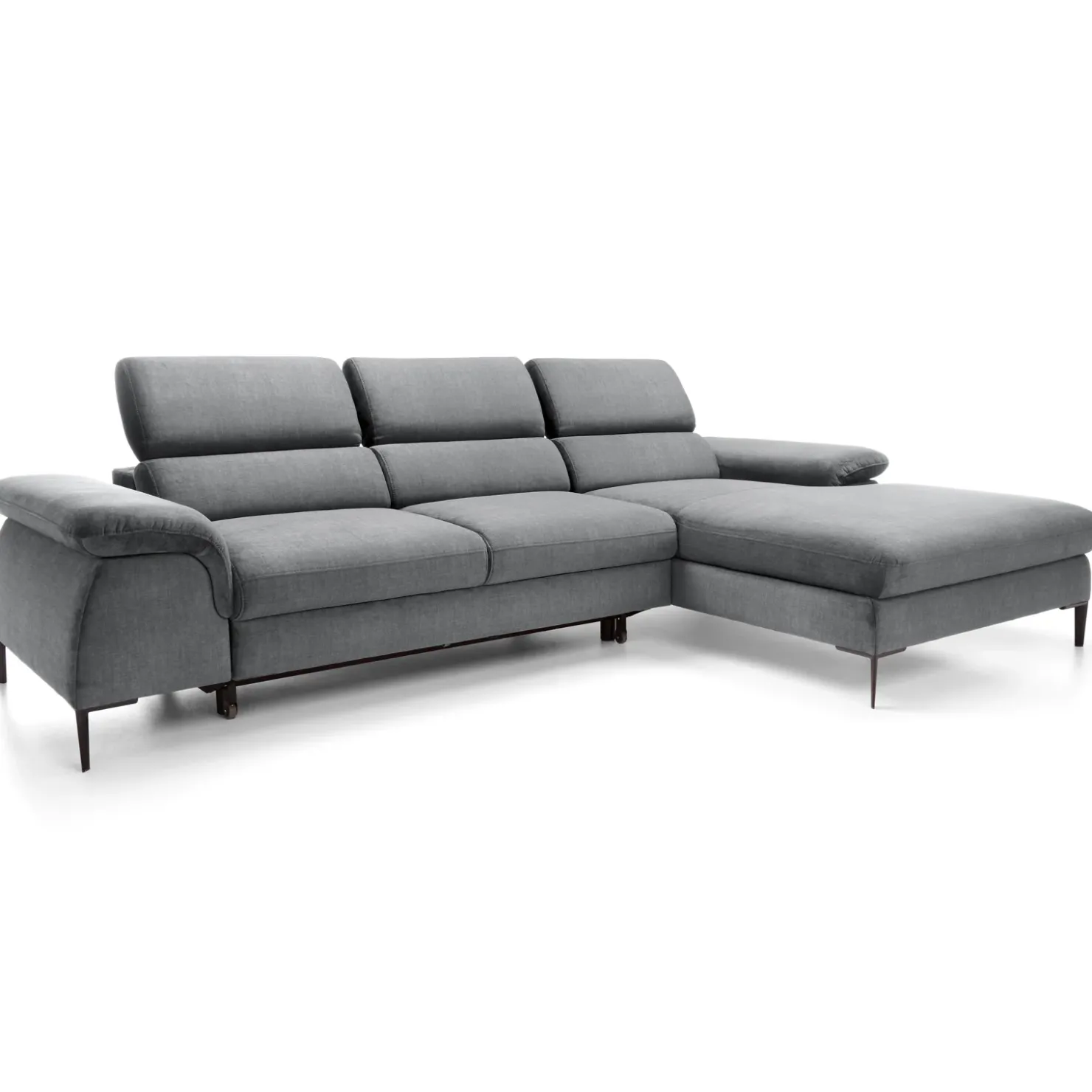 Garnero Arredamenti Divano letto regolabile angolare destra 4 posti 288x182cm tessuto grigio chiaro Loungey Tessuto Vellutato Vogue Grigio Chiaro Online