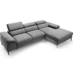 Garnero Arredamenti Divano letto regolabile angolare destra 4 posti 288x182cm tessuto grigio chiaro Loungey Tessuto Vellutato Vogue Grigio Chiaro Online