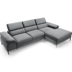 Garnero Arredamenti Divano letto regolabile angolare destra 4 posti 288x182cm tessuto grigio chiaro Loungey Tessuto Vellutato Vogue Grigio Chiaro Online