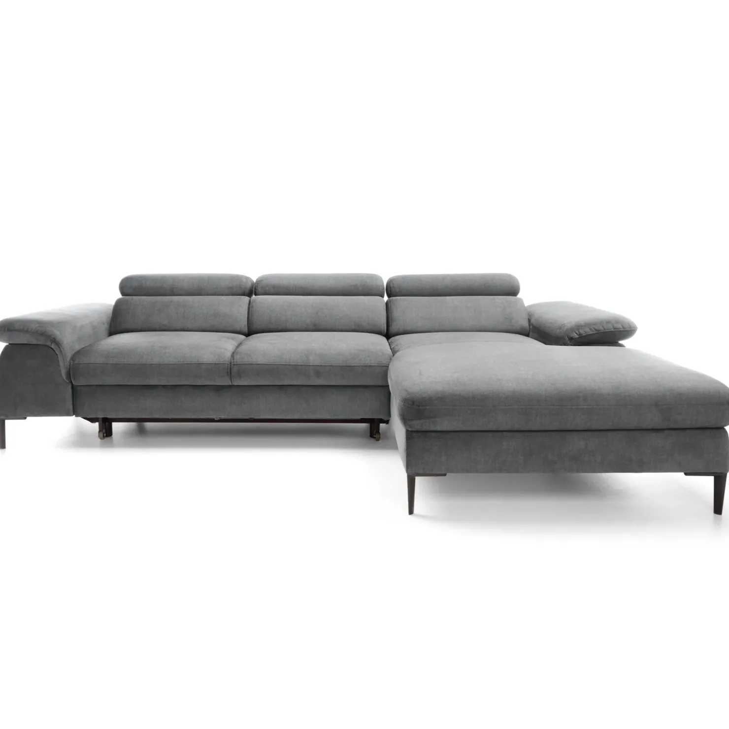 Garnero Arredamenti Divano letto regolabile angolare destra 4 posti 288x182cm tessuto grigio chiaro Loungey Tessuto Vellutato Vogue Grigio Chiaro Online